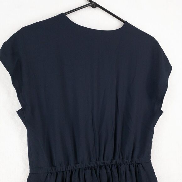 J. Crew Point Sur Dress Womens 8 Navy Blue V Neck Ruffle Short Sleeve - Picture 10 of 12